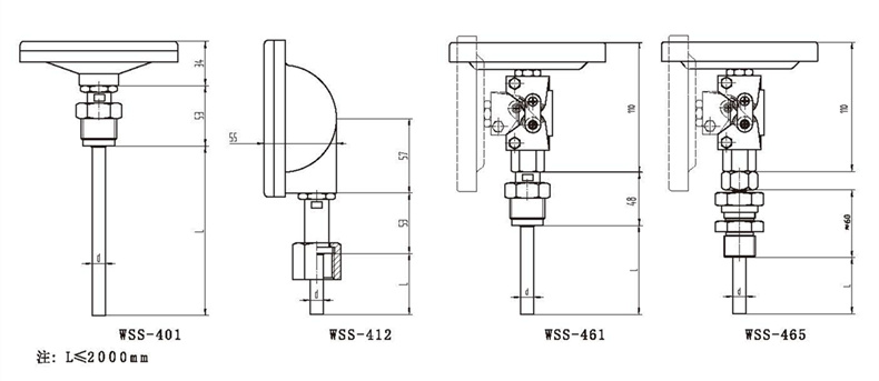 WSS工業雙金屬溫度計（通用型螺紋式）_http://m.tanliwaw.cn_雙金屬溫度計_第3張